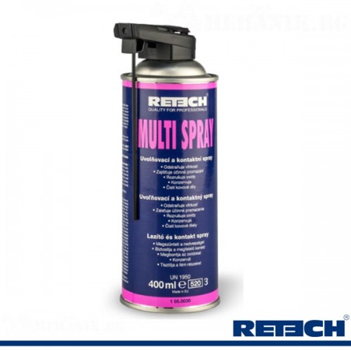 Multi Spray-мултифункционална прозрачна смазка 400ml RETECH Multi Spray-мултифункционална прозрачна смазка 400ml RETECH