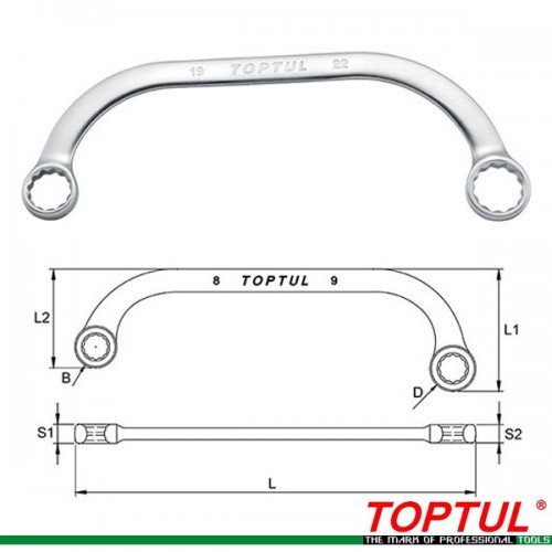 Ключ звезда извит 19x22мм TOPTUL