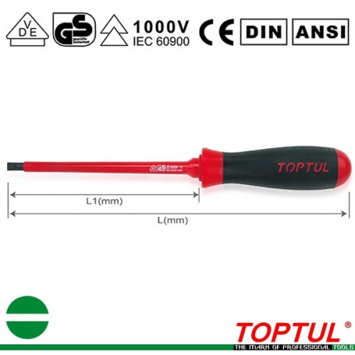 Отвертка изолирана 0.8x4x100мм, 1000V, TOPTUL, FAEB0308