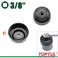 Чашка за маслен филтър 74-76мм(3''), 15-стенна, 3/8'', TOPTUL JDAH7615