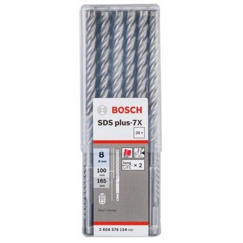 Bosch Свредлa SDS plus 7X  30 бр 8x100x165mm - 2608576194 - Свредла за перфоратори и къртачи