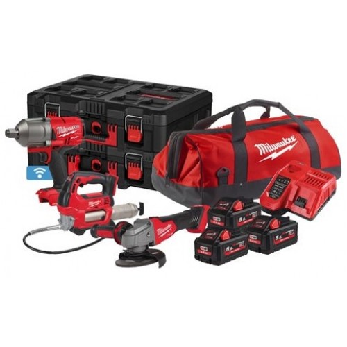 MILWAUKEE M18FPP3M-533P АКУМУЛАТОРЕН КОМПЛЕКТ 3 МАШИНИ + 3 БАТЕРИИ POWER PACK - 4933479534 - Гайковерти - Акумулаторни