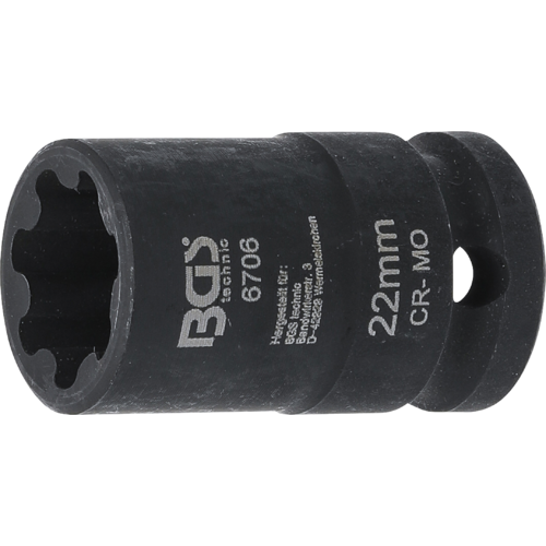 BGS - Вложка за спирачни апарати Audi Q5 / S5 - 6706 - 7 лъча, 22 ммЗахват 1/2“Произведена от хром–молибденова стомана BGS - Вложка за спирачни апарати Audi Q5 / S5 - 6706 -