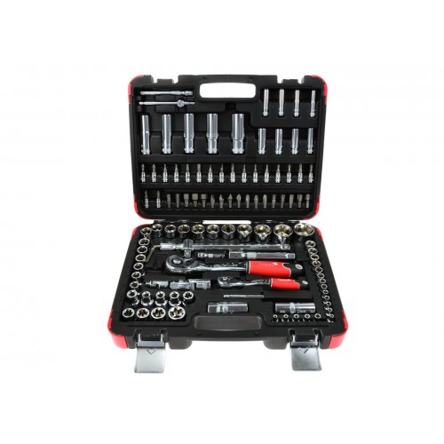 GEKO ГИДОРИЯ 108 ЧАСТИ 1/4 - 1/2 '' - T00102 - Професионален комплект TVARDY Гедоре инструменти полирани хромирани 108 части 1/2" & 1/4" захват. Изработени от здрава хром-ванадиева стомана CRV50 GEKO ГИДОРИЯ 108 ЧАСТИ 1/4 - 1/2 '' - T00102 - Гедоре