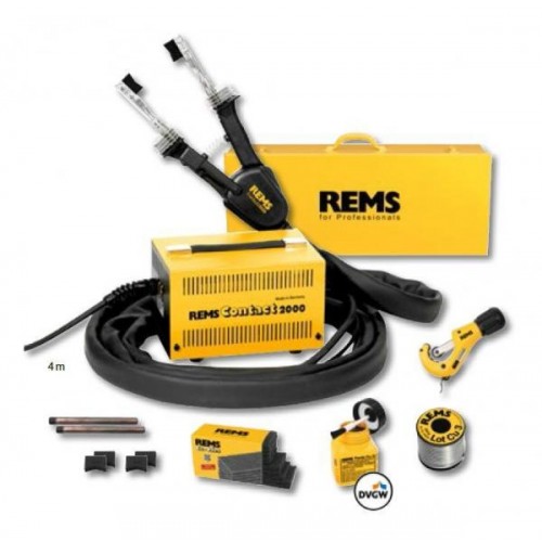 REMS CONTACT 2000 SUPER PACK ЕЛЕКТРИЧЕСКИ ПОЯЛНИК ЗА МЕДНИ ТРЪБИ - 164050R - Технически характеристики: Напрежение: 230 V, 50–60 Hz
Мощност: 2000 W,
Входно напрежение 24 V. Окомплектовката включва:
- Поялни клещи с кабел от REMS CONTACT 2000 SUPER PACK ЕЛЕКТРИЧЕСКИ ПОЯЛНИК ЗА МЕДНИ ТРЪБИ - 164050R - Машини за обработка на тръби
