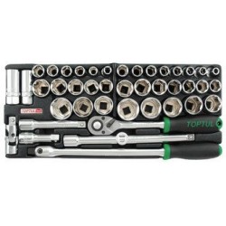 TOPTUL - Комплект тресчотка и вложки 1/2", 43 броя
