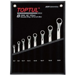 TOPTUL - Комплект звездог. ключове тип лула 45°, 8 бр.