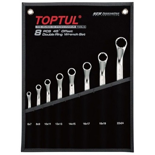 TOPTUL - Комплект звездог. ключове тип лула 45°, 8 бр. TOPTUL - Комплект звездог. ключове тип лула 45°, 8 бр.
