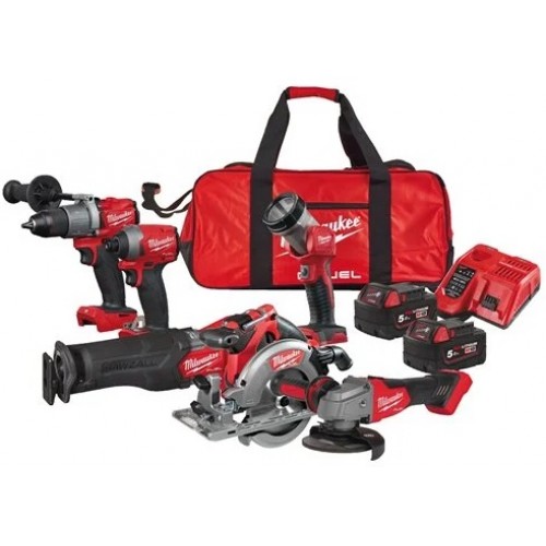 MILWAUKEE M18FPP6K2-502B АКУМУЛАТОРЕН КОМПЛЕКТ 6 МАШИНИ + 2 БАТЕРИИ POWER PACK - 4933479422 - Ъглошлайфи - Акумулаторни