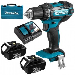 Акумулаторен ударен винтоверт Makita DHP482RFE /18 V, 3 Ah, двускоростен, 2 бр.батерия, зарядно и куфар/