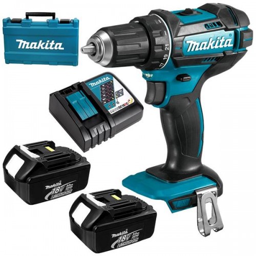 Акумулаторен ударен винтоверт Makita DHP482RFE /18 V, 3 Ah, двускоростен, 2 бр.батерия, зарядно и куфар/ - DHP482RFE - Винтоверти - Акумулаторни