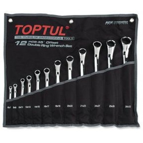 TOPTUL - Комплект звездогаечни ключове тип лула, матирани, 12 бр.