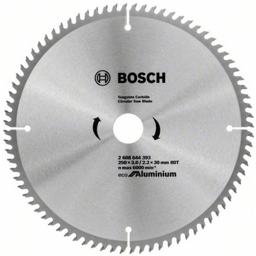 BOSCH Циркулярен Диск ECO for ALU 250x3.0/2.2x30 80T - 2608644393 - Външен диаметър: 250 mmОтвор: 30 mmШирочина на рязане (b1) mm / дебелина на основния диск (b2): 3,0/2,2 mmБрой на зъбите: 80Форма на зъбите: HLTCGМакс BOSCH Циркулярен Диск ECO for ALU 250x3.0/2.2x30 80T - 2608644393 - Консумативи за циркуляри
