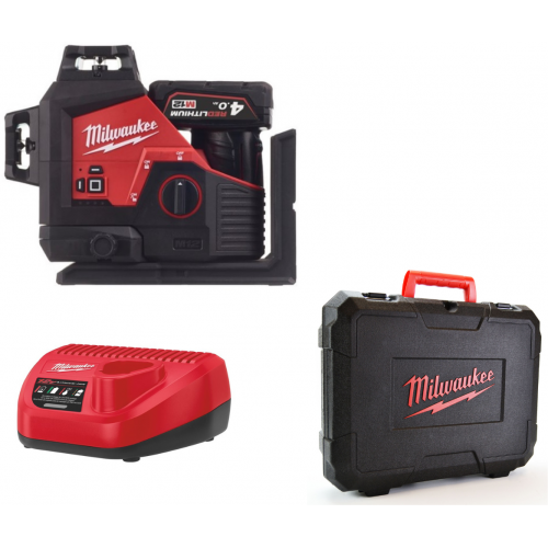 MILWAUKEE M123PL-401C АКУМУЛАТОРЕН ЛАЗЕРЕН НИВЕЛИР ЗЕЛЕН ЛЪЧ БАТЕРИЯ 4.0 Ah И ЗАРЯДНО - 4933478102 - Измервателни инструменти - Професионални