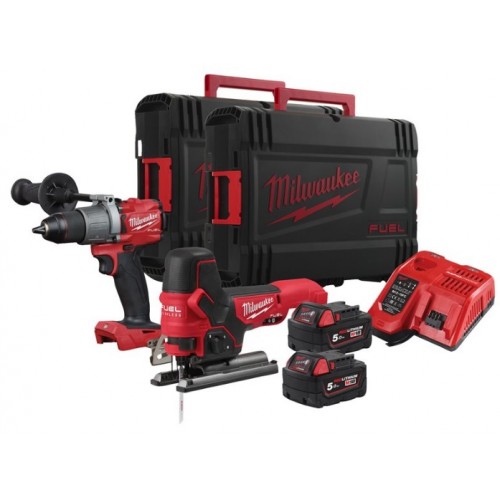 MILWAUKEE M18FPP2AA2-502X АКУМУЛАТОРЕН ВИНТОВЕРТ + АКУМУЛАТОРЕН ПРОБОДЕН ТРИОН + 2 X 5 AH + ЗАРЯДНО - 4933479539 - Прободни триони (зегета) - Акумулаторни