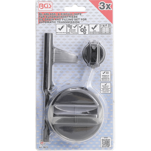 BGS - Накрайник за смяна на масло на 9Gtronic - 9873 - Подходящ за: Mercedes-Benz E350 Bluetec след 2013 г. и модели CLS след 2014 г.За скоростни кутии 9G Tronic (725589029000, 725589009000)Оригинални номе BGS - Накрайник за смяна на масло на 9Gtronic - 9873 -