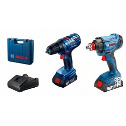 Комплект Bosch Акумулаторен ударен гайковерт GDX 180-Li + Акумулаторен винтоверт GSR 180-Li + 2x2.0 Ah батерии + куфар