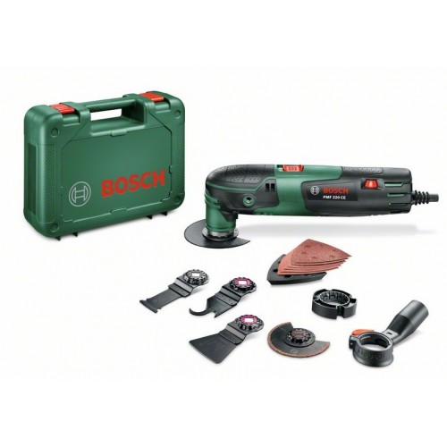 Bosch Мултифункционален инструмент PMF 220 CE Set - 0603102021 - Универсално решение за широк спектър задачи „Направи си сам‟ Мощен 220 W мотор с електронен предварителен избор на скоростта Системата MagnetHold (м Bosch Мултифункционален инструмент PMF 220 CE Set - 0603102021 - Мултифункционални инструменти - Хоби