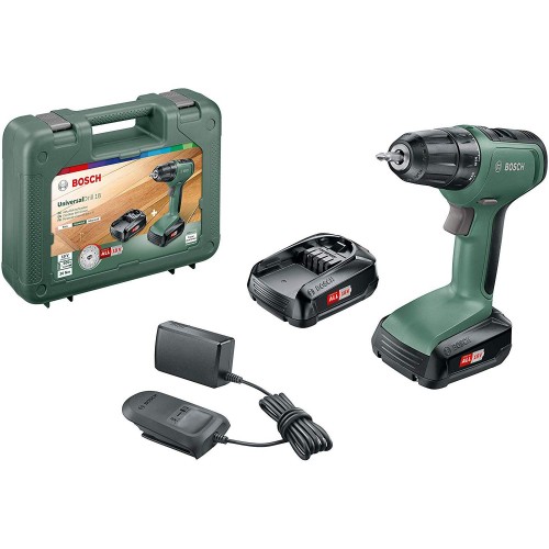 Bosch UniversalDrill 18 (2x 1,5Ah) Акумулаторен винтоверт куфар - 06039C8005 - Винтоверти - Хоби