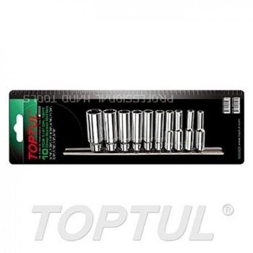 TOPTUL - Комлект 1/4“ вложки дванадесетостен, дълбоки, инчови TOPTUL - Комлект 1/4“ вложки дванадесетостен, дълбоки, инчови