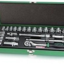 TOPTUL - Комплект тресчотка и вложки 3/8“, 25 бр., метална кутия