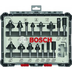 BOSCH Комплект фрезери 15 бр смесен 8mm опашка BOSCH Комплект фрезери 15 бр смесен 8mm опашка