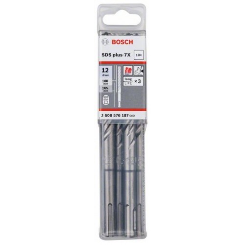 Bosch Свредлa SDS plus 7X  10 бр 12x100x165mm - 2608576187 - Свредла за перфоратори и къртачи