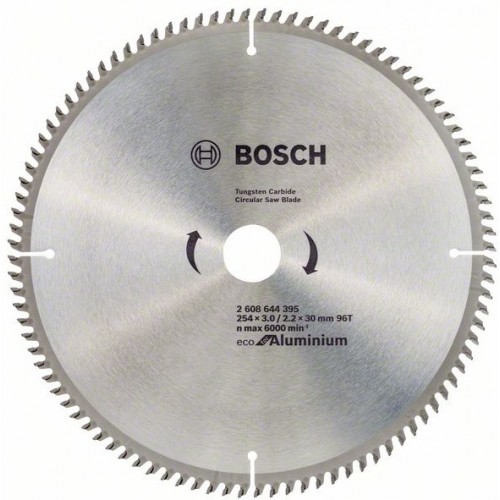 BOSCH Циркулярен Диск ECO for ALU 254x3.0/2.2x30 96T - 2608644395 - Външен диаметър: 254 mmОтвор: 30 mmШирочина на рязане (b1) mm / дебелина на основния диск (b2): 3,0/2,2 mmБрой на зъбите: 96Форма на зъбите: HLTCGМакс BOSCH Циркулярен Диск ECO for ALU 254x3.0/2.2x30 96T - 2608644395 - Консумативи за циркуляри