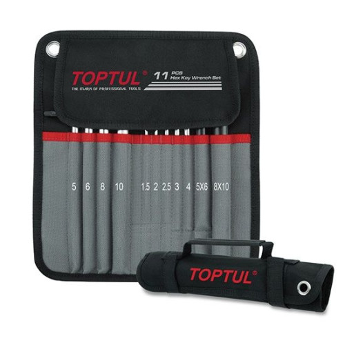 TOPTUL - Комплект Г-образни шестостени, усилени 11 бр. TOPTUL - Комплект Г-образни шестостени, усилени 11 бр.