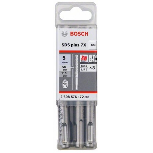 Bosch Свредлa SDS plus 7X  10 бр 5x50x115mm - 2608576172 - Свредла за перфоратори и къртачи