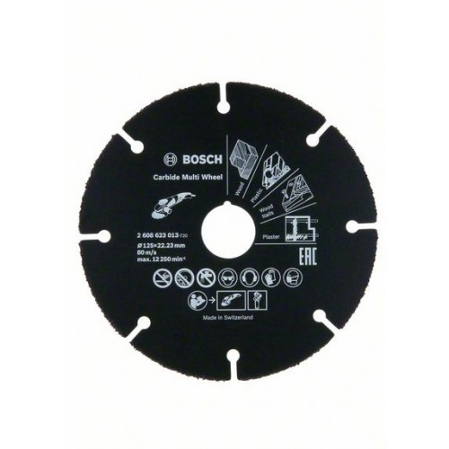 BOSCH Диск Ъглошлайф за Дърво и Пластмаса 125 mm - 2608623013 - Диаметър: 125 mmДиаметър на отвора: 22,23 mmДебелина: 1,0 mmПодходящ за обработваеми материали (детайл): Дървесина с пирониМедТвърда дървесина/масивно BOSCH Диск Ъглошлайф за Дърво и Пластмаса 125 mm - 2608623013 - Карбидна серия консумативи за циркуляри BOSCH