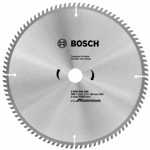BOSCH Циркулярен Диск ECO for ALU 305x3.0/2.2x30 96T - 2608644396 - Външен диаметър: 305 mmОтвор: 30 mmШирочина на рязане (b1) mm / дебелина на основния диск (b2): 3,0/2,2 mmБрой на зъбите: 96Форма на зъбите: HLTCGМакс BOSCH Циркулярен Диск ECO for ALU 305x3.0/2.2x30 96T - 2608644396 - Консумативи за циркуляри