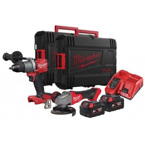 MILWAUKEE M18FPP2AB2-502X АКУМУЛАТОРЕН КОМПЛЕКТ ВИНТОВЕРТ И ЪГЛОШЛАЙФ С 2 БАТЕРИИ POWER PACK - 4933479540 - Ъглошлайфи - Акумулаторни