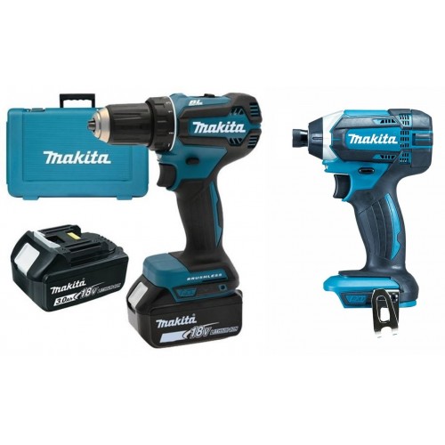 Акумулаторен винтоверт Makita DDF485RFE - 18V / 2 x 3.0Ah Li-Ion + Акумулаторен Ударен винтоверт DTD152Z SOLO - DDF485RFE+DTD152Z - Винтоверти - Професионални