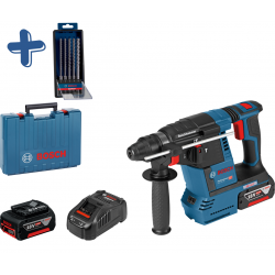 АКУМУЛАТОРЕН ПЕРФОРАТОР BOSCH GBH 18V-26 + 2X6.0AH + куфар + ПОДАРЪЦИ АКУМУЛАТОРЕН ПЕРФОРАТОР BOSCH GBH 18V-26 + 2X6.0AH + куфар + ПОДАРЪЦИ