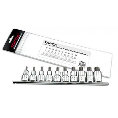 TOPTUL - Комплект накрайници рибе 1/2", 10 бр. TOPTUL - Комплект накрайници рибе 1/2", 10 бр.