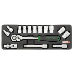 TOPTUL - Комплект 15 части, 1/2" (за инструментална количка) TOPTUL - Комплект 15 части, 1/2" (за инструментална количка)