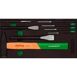 TOPTUL - Комплект чук, пробои, секачи, 8 бр.