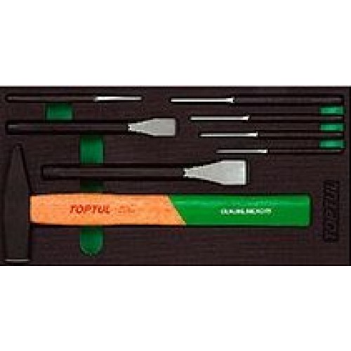TOPTUL - Комплект чук, пробои, секачи, 8 бр.
