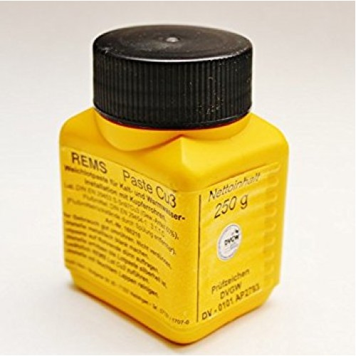 REMS PASTE CU 3 ПАСТА ЗА МЕКО СПОЯВАНЕ - 160210R - Служи за меко спояване на медни тръби с медни, месингови фитинги и фитинги от лята бакърена мед;За инсталации за топла и студена вода, отоплителни инс REMS PASTE CU 3 ПАСТА ЗА МЕКО СПОЯВАНЕ - 160210R - Машини за обработка на тръби
