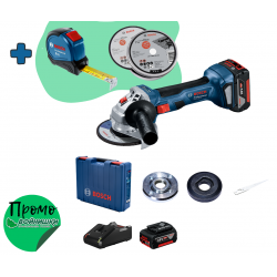 Bosch gws 180 125mm акумулаторен ъглошлайф 2x4.0 ah + ПОДАРЪЦИ