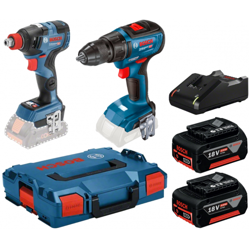 Bosch Акумулаторен комплект Винтоверт GSR 18V-50 + Ударен гайковерт GDX 18V-200 + 2 Батерии 4 Ah и Зарядно в L-BOXX Bosch Акумулаторен комплект Винтоверт GSR 18V-50 + Ударен гайковерт GDX 18V-200 + 2 Батерии 4 Ah и Зарядно в L-BOXX