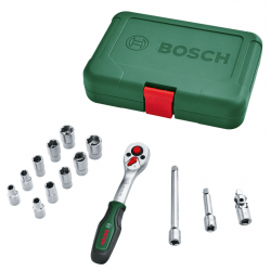 Bosch Комплект ¼" тресчотка и вложки 14 части Bosch Комплект ¼" тресчотка и вложки 14 части
