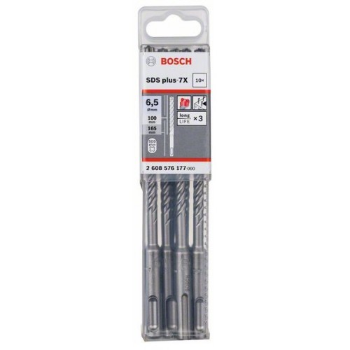 Bosch Свредлa SDS plus 7X  10 бр 6.5x100x165mm - 2608576177 - Свредла за перфоратори и къртачи