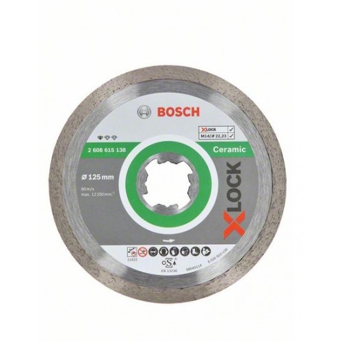 BOSCH X-LOCK Диамантен диск Standard for Ceramic 125x22,23x1,6x7 mm - 2608615138 - За шлифовъчни машини
