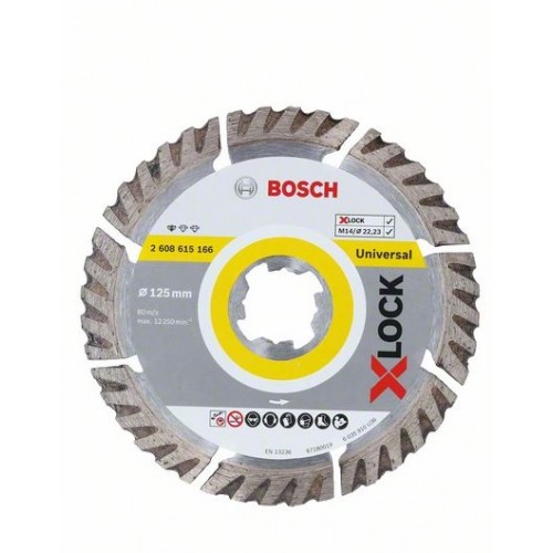 BOSCH X-LOCK Диамантен диск Standard for Universal 125x22,23x1,6x10 mm - 2608615166 - За шлифовъчни машини