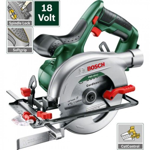 Bosch Акумулаторен циркуляр PKS 18 LI Solo - 06033B1300 - BOSCH GREEN