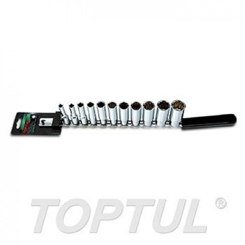 TOPTUL - Комплект вложки - дванадесетостен, 3/8“ инчови - GBAQ1101 - TOPTUL - професионални ръчни инструменти за автосервизи1/4", 5/16", 3/8", 7/16", 1/2", 9/16", 5/8", 11/16", 3/4", 13/16", 7/8" TOPTUL - Комплект вложки - дванадесетостен, 3/8“ инчови - GBAQ1101 -
