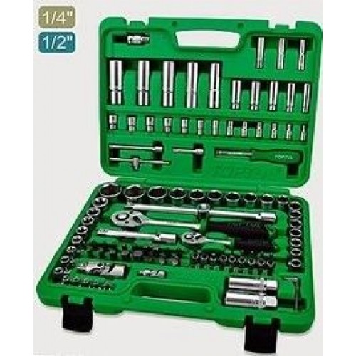 TOPTUL - Комплект тресчотки и вложки 1/4" и 1/2", 108 броя TOPTUL - Комплект тресчотки и вложки 1/4" и 1/2", 108 броя