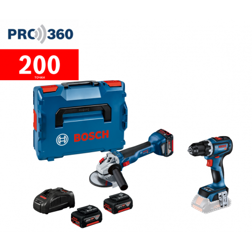 BOSCH Акумулаторен комплект Ъглошлайф GWS 18V-10 + Винтоверт GSR 18V-90 С 2X5.0Ah + 1X4.0Ah BOSCH Акумулаторен комплект Ъглошлайф GWS 18V-10 + Винтоверт GSR 18V-90 С 2X5.0Ah + 1X4.0Ah